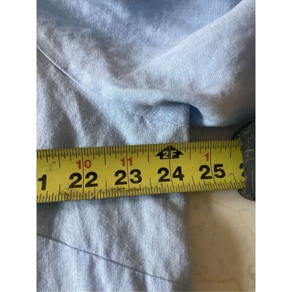 Edward Woman 100% IRISH Linen Button Down Shirt Sz 2X Embroidered Blue - Picture 7 of 8